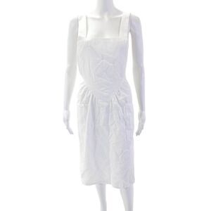 Horses Atelier Womns Cotton Sleeveless Halter Tie Up Apron Dress White One Size